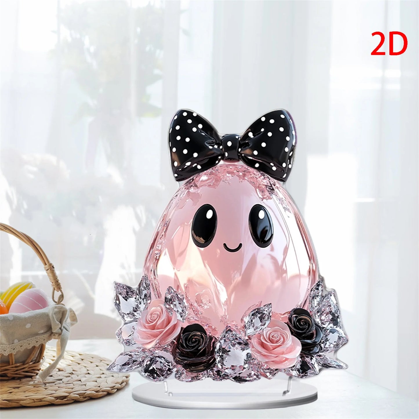 Halloween Party Decorations - Spooky Acrylic Crystal Pumpkin 2D - Flat Statue Ornament - Table Centerpiece for Home Décor