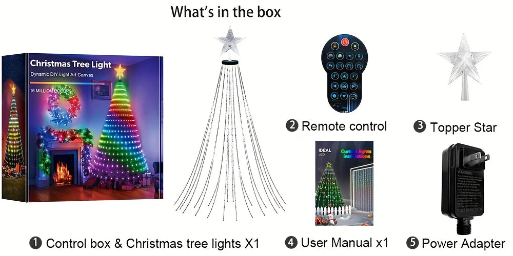 Smart WiFi APP Christmas Tree Light 400 LED Music Sync DIY Pattern Waterproof for Indoor Outdoor Christmas Tree Decoration Gift