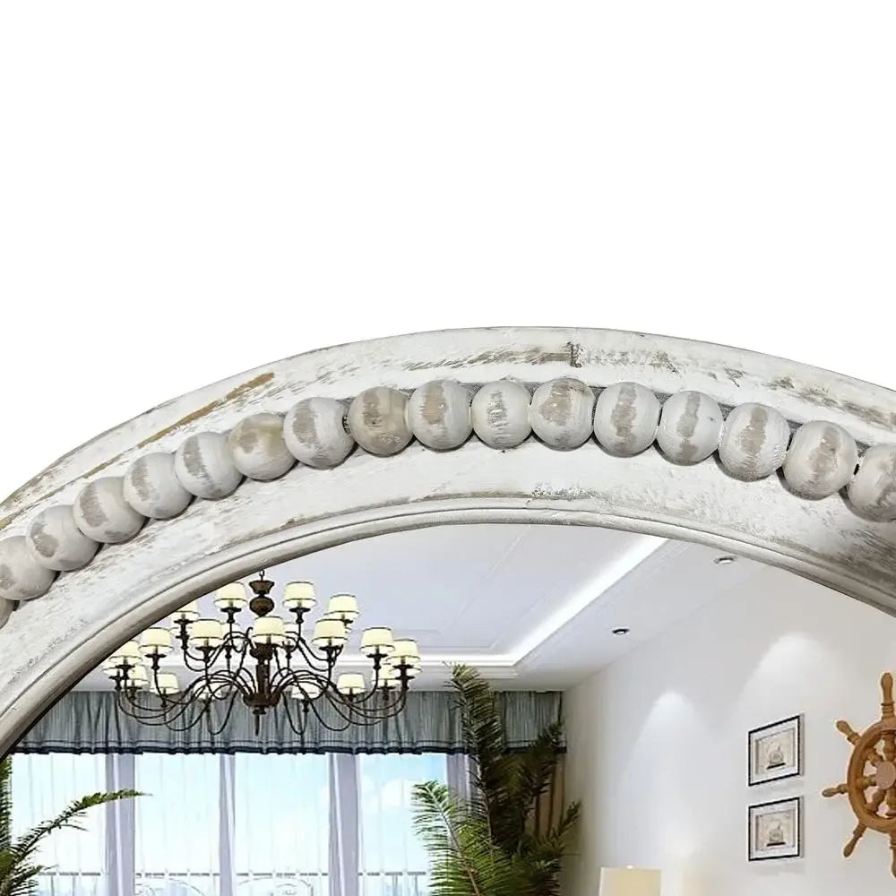 Round Wall Mirror 24 Inch  Beaded Decoration