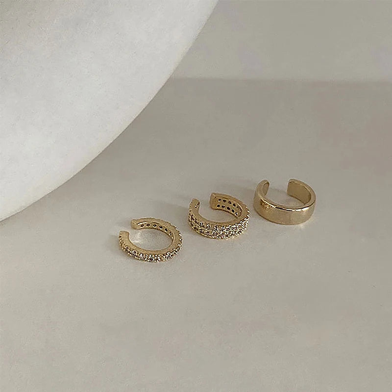 3Pcs/set Fashion C Shape Zircon Ear Cuff -  No Piercing Ear Clip For Women