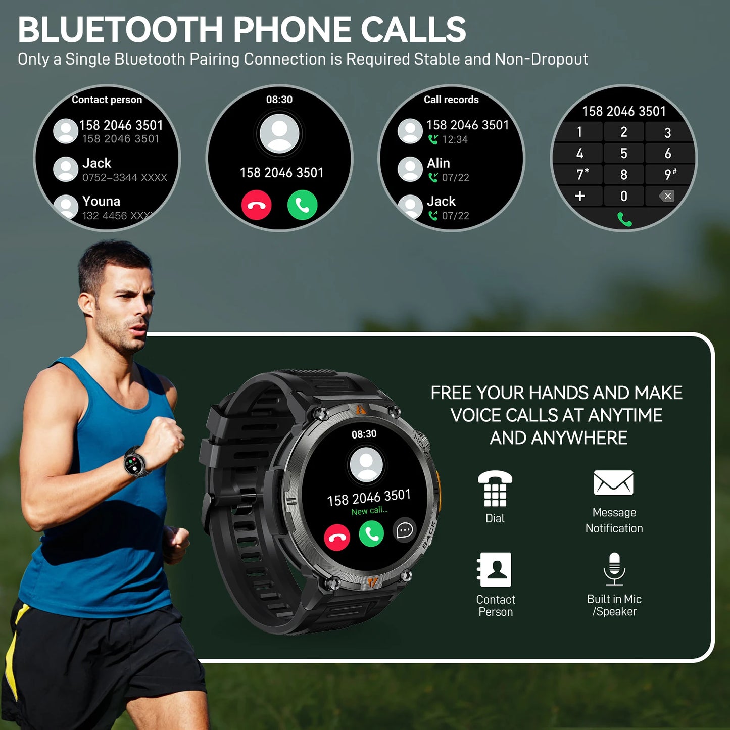 2025 New Bluetooth  smartwatch for men - Full Touch Screen With Health Monitor - Flashlight Smart watch