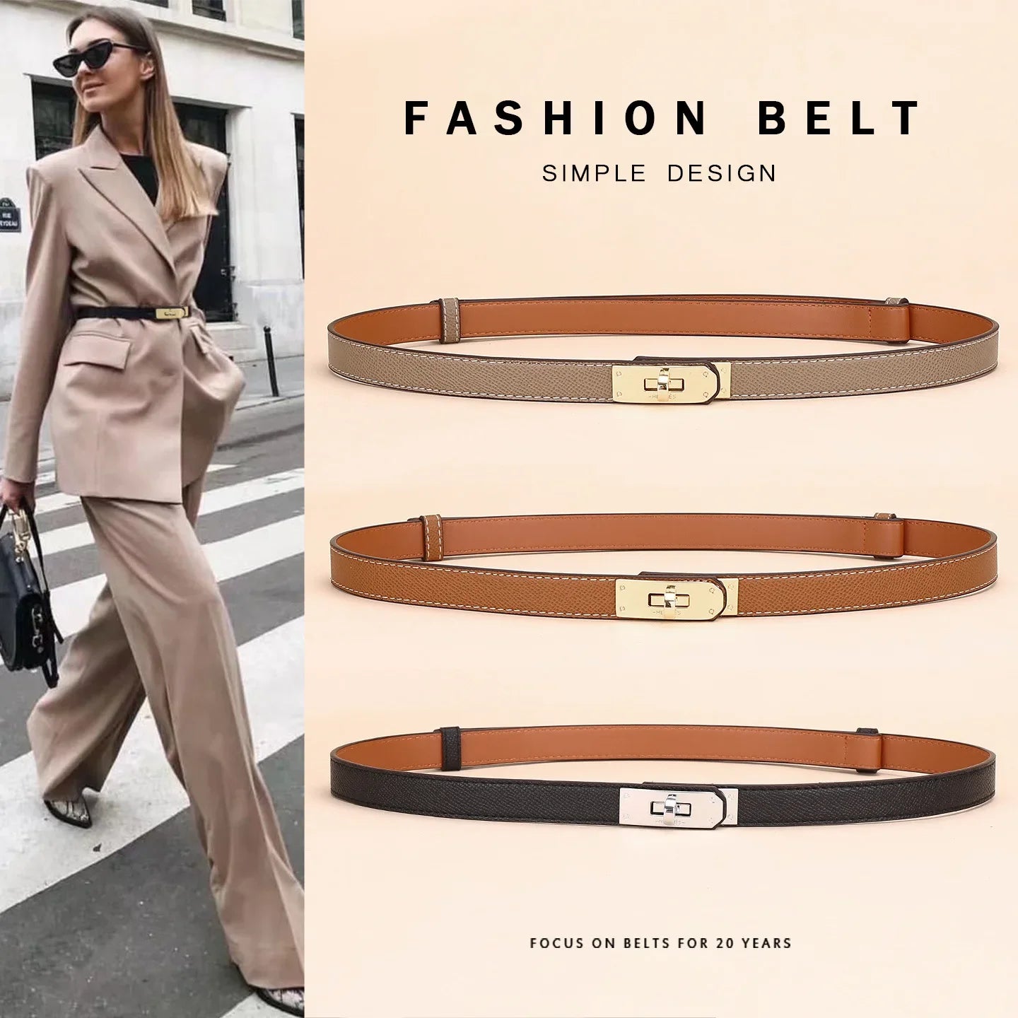 Adjustable Plutonium Leather Ladies Dress Accessories Slim Belts - Thin Women Belt Belts Alloy Buckle