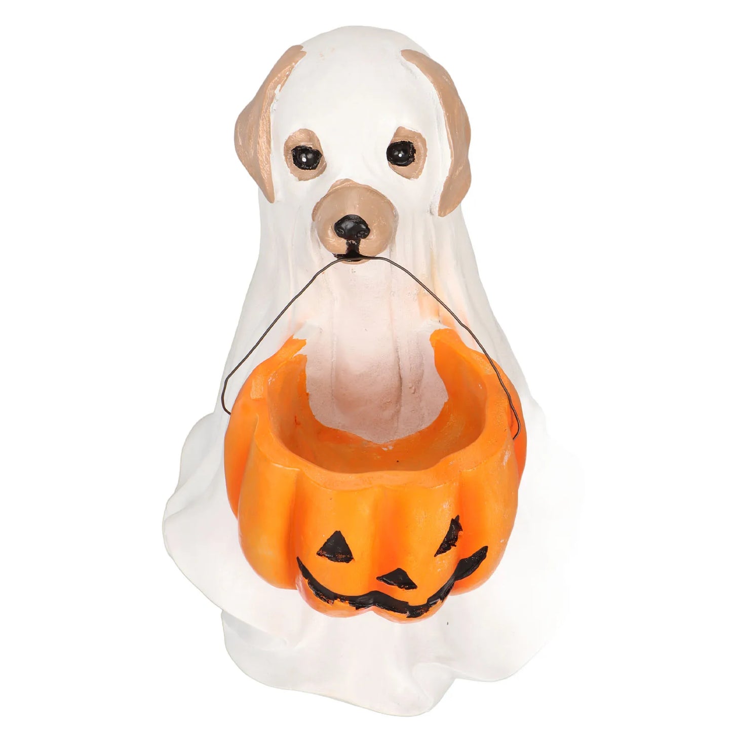 Halloween Ghost Dog Statue Resin Pumpkin Dog -  Cute Spooky Ghost Dog Figurine for Indoor Outdoor