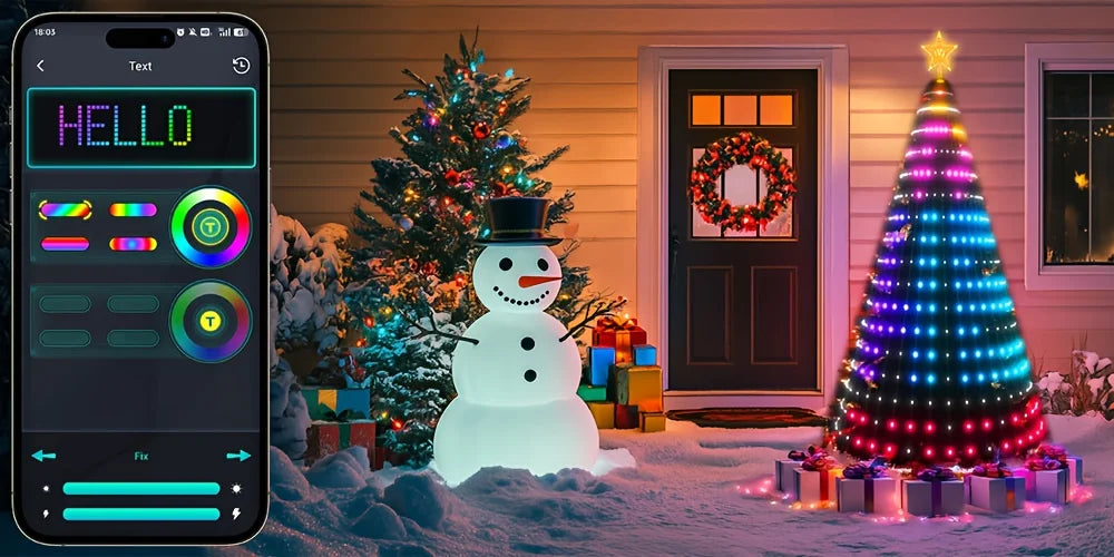 Smart WiFi APP Christmas Tree Light 400 LED Music Sync DIY Pattern Waterproof for Indoor Outdoor Christmas Tree Decoration Gift