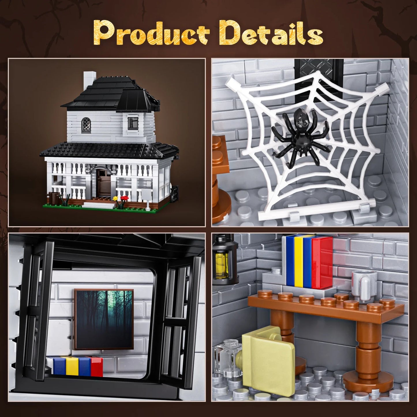 Haunted House Building -Bricks -Toys Monster Hut Model Blocks - Home Decoration with LED light,