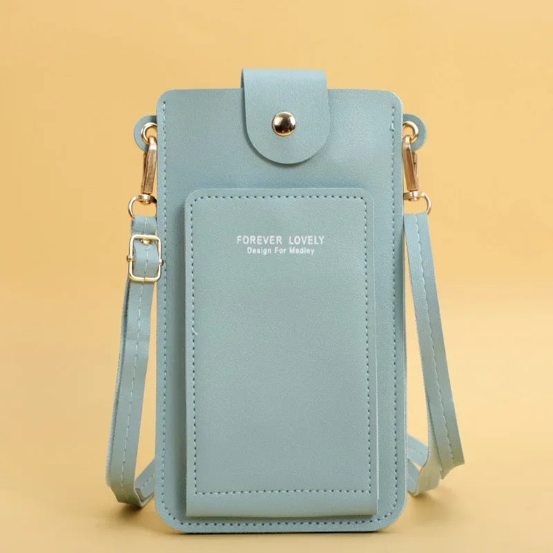 Women Bags Soft Leather Wallets - Touch Screen Cell Phone Purse - Crossbody Shoulder Strap Handbag