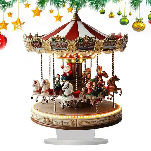 Carousel Decor - Acrylic -l Carousel Scene- Christmas Village -Christmas Merry Go Round