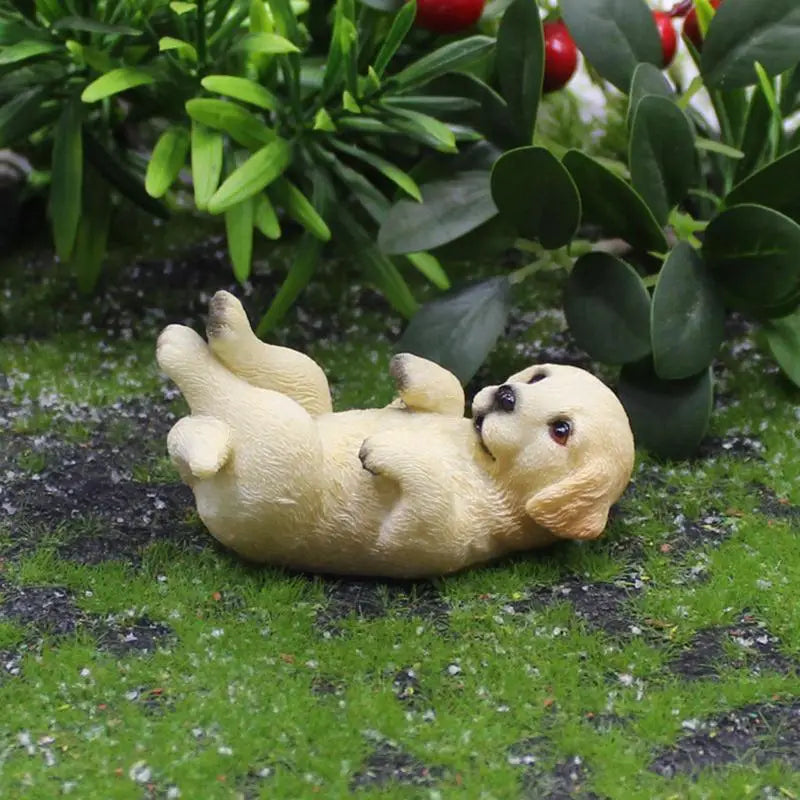 Resin Dog Figurines Garden Golden Retriever Sculpture Funny Home Ornament Creative Desk Sculpture For Yard Flower Bed Living