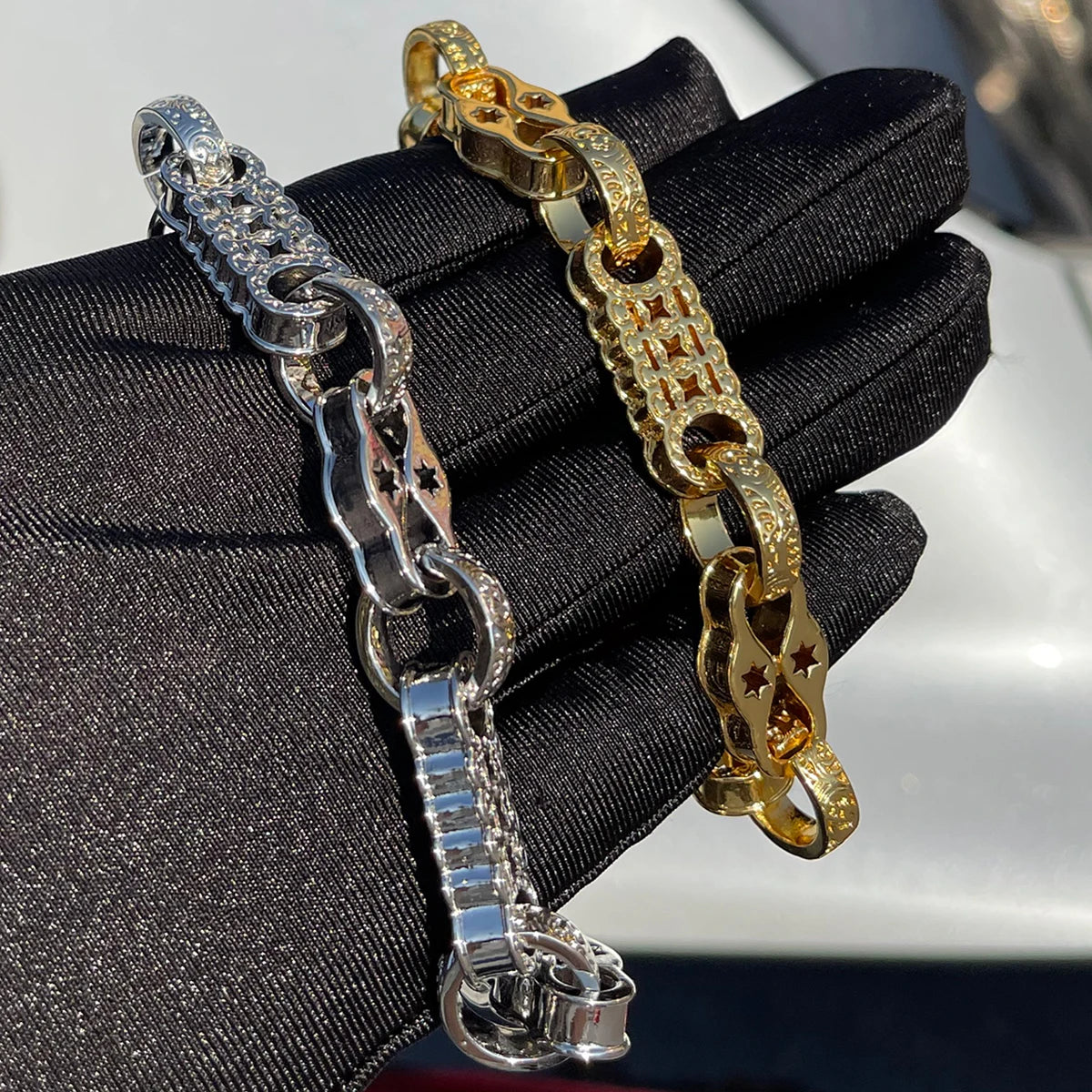 Bubble Letter  Bracelet for Men -  Gold Plated - Fashion Jewelry