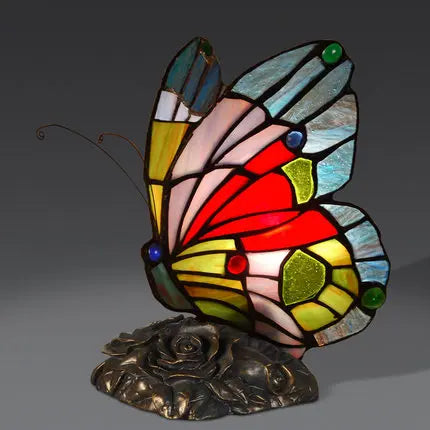 Tiffany Table Lamp Retro Stained Glass Butterfly Desk Lamp