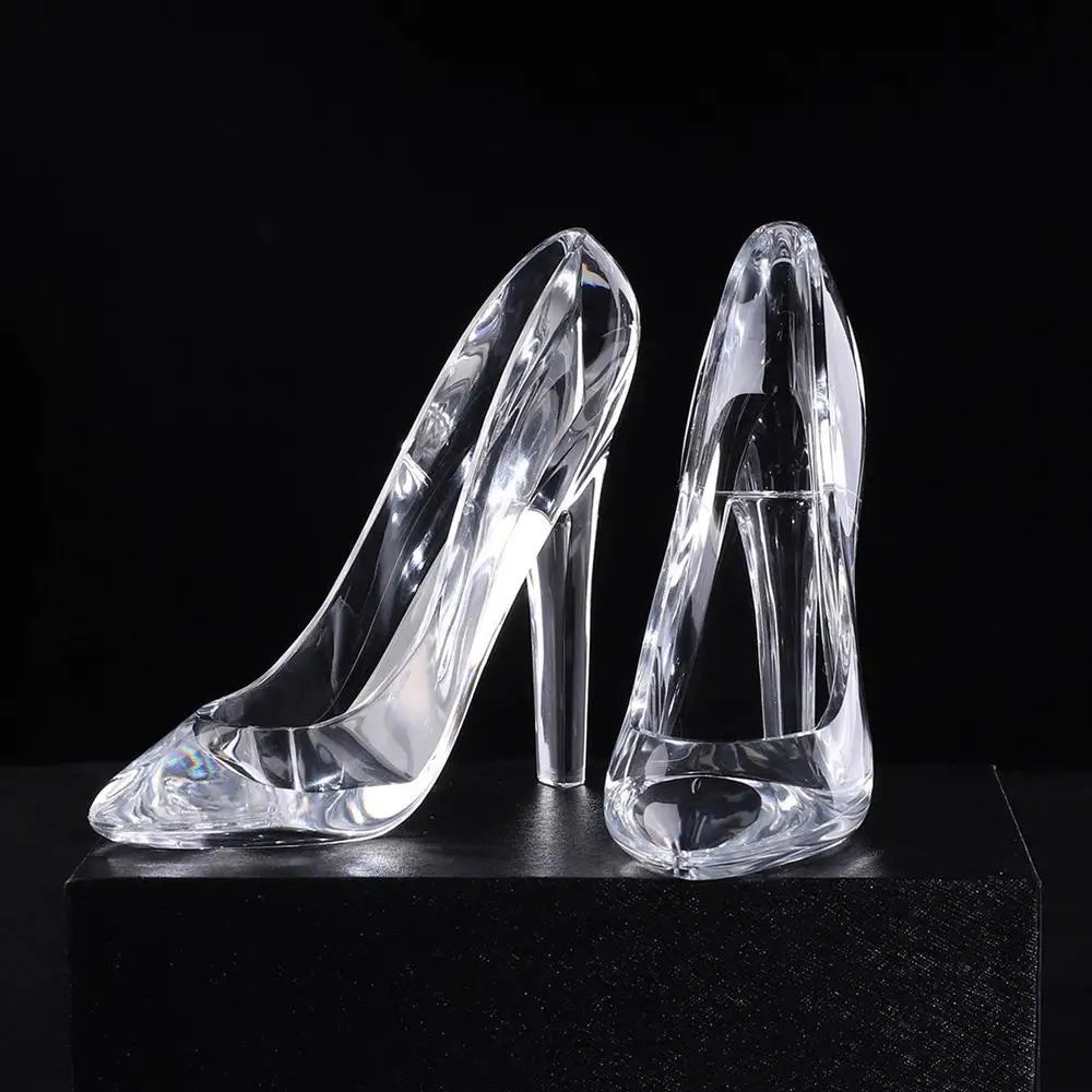 Cinderellas Crystal Glass Slipper Shoe - Transparent Acrylic High-Heeled Shoes -  Beautiful Home Decor