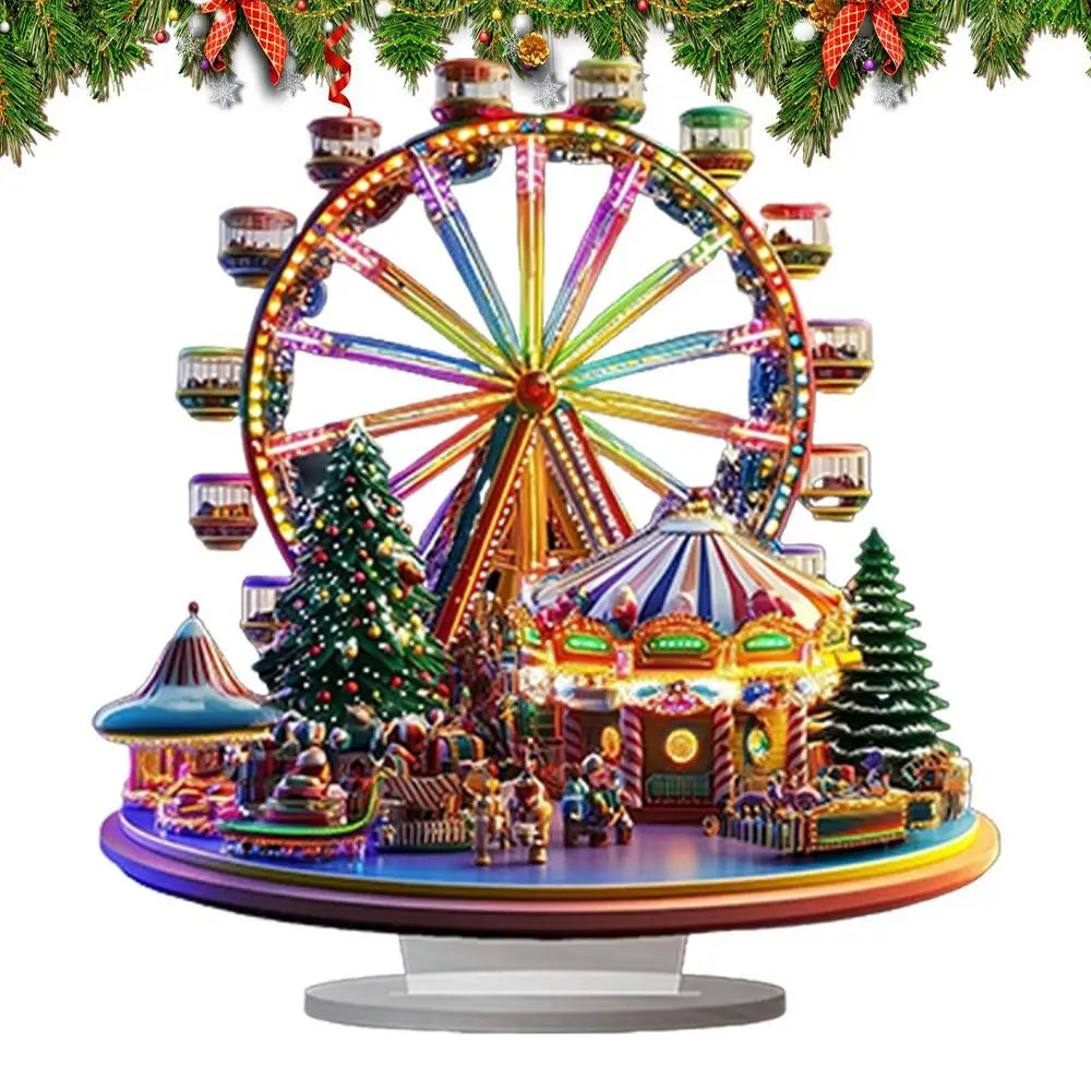 Ferris Wheel Accent Ornament 2D Acrylic Ferris Wheel Display Board Ferris Wheel Decor Christmas Tree Holiday Decoration