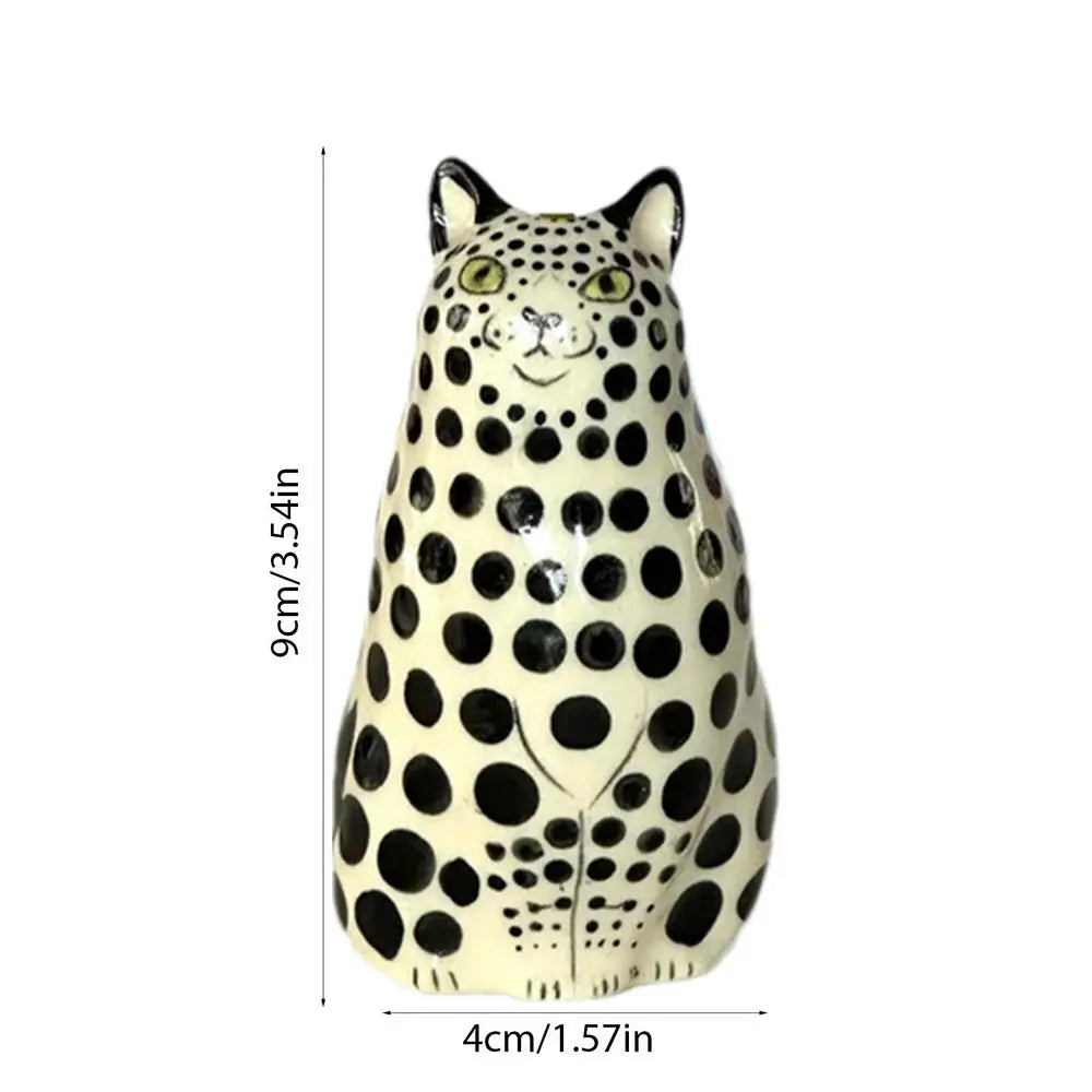 Polka Dot Cat Flower Vase - Dot Pattern Resin Cat Vase - Cat Vase For Home Bookshelf Shelf Decoration Tiny Animal Vases
