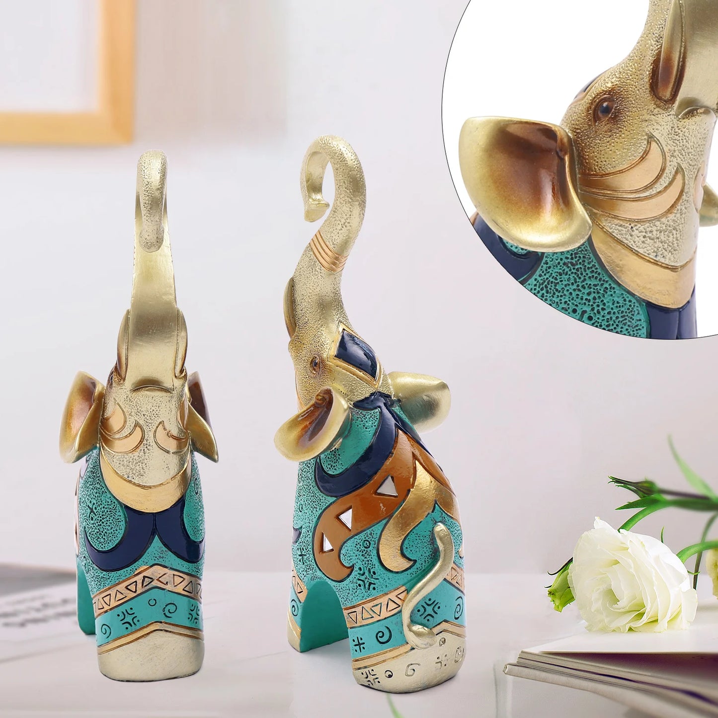 Hand Painted Elephant Statue