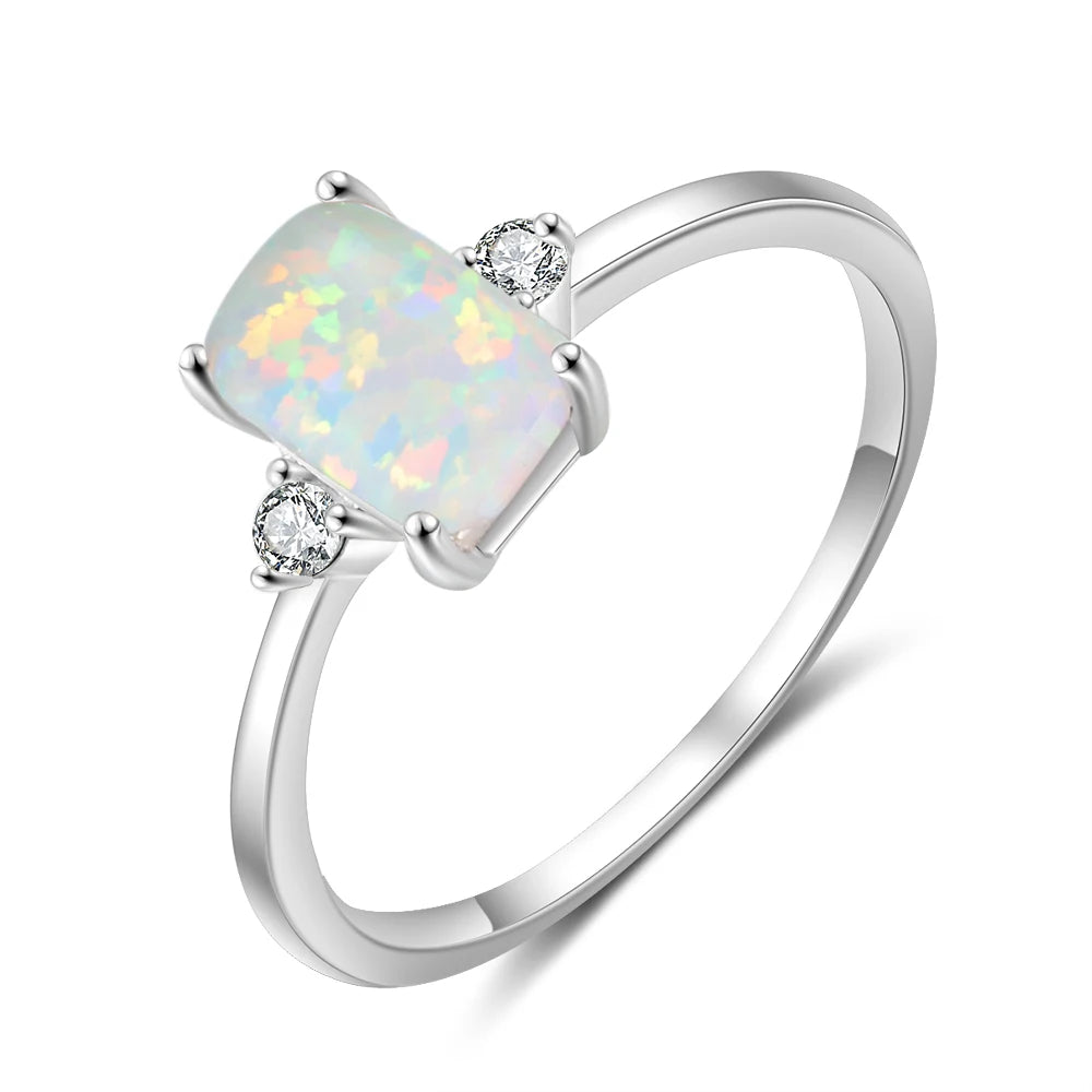 925 Sterling Silver White Opal Ring