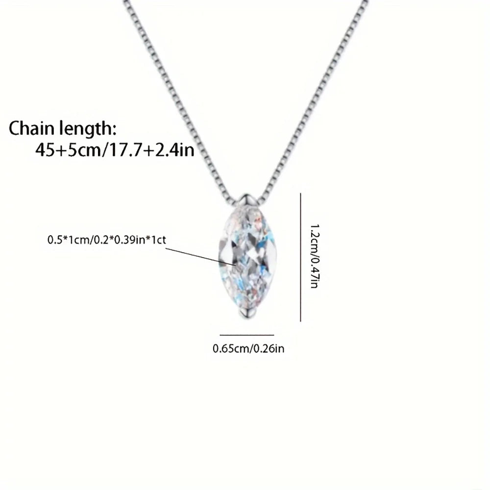 New 5*10mm 1CT Marquise Cut Moissanite Diamond Necklace