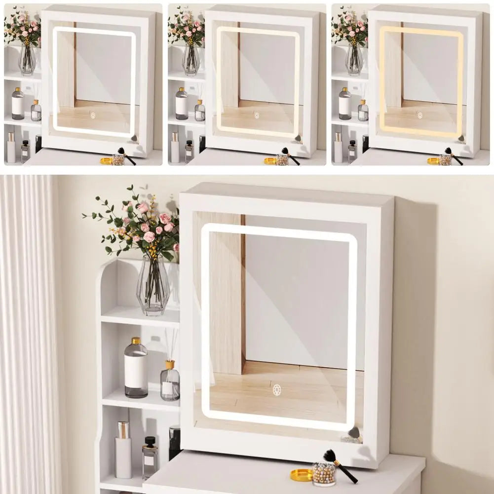 Makeup Vanity With Drawers Shelves With Sliding Mirror And Lights,