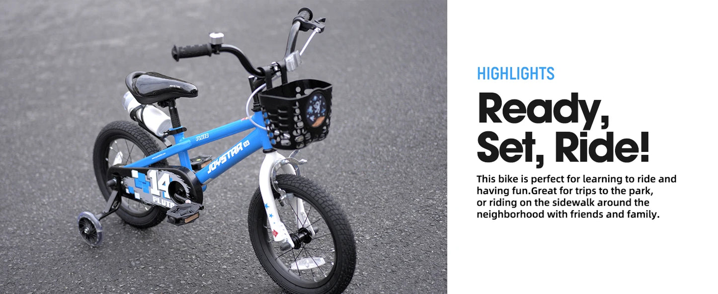 JOYSTAR 12 14 16 18 20 Inch Kids Bike with Light - Up Training Wheels,-  Bicycle for Boys Girls Age 3-12 Years