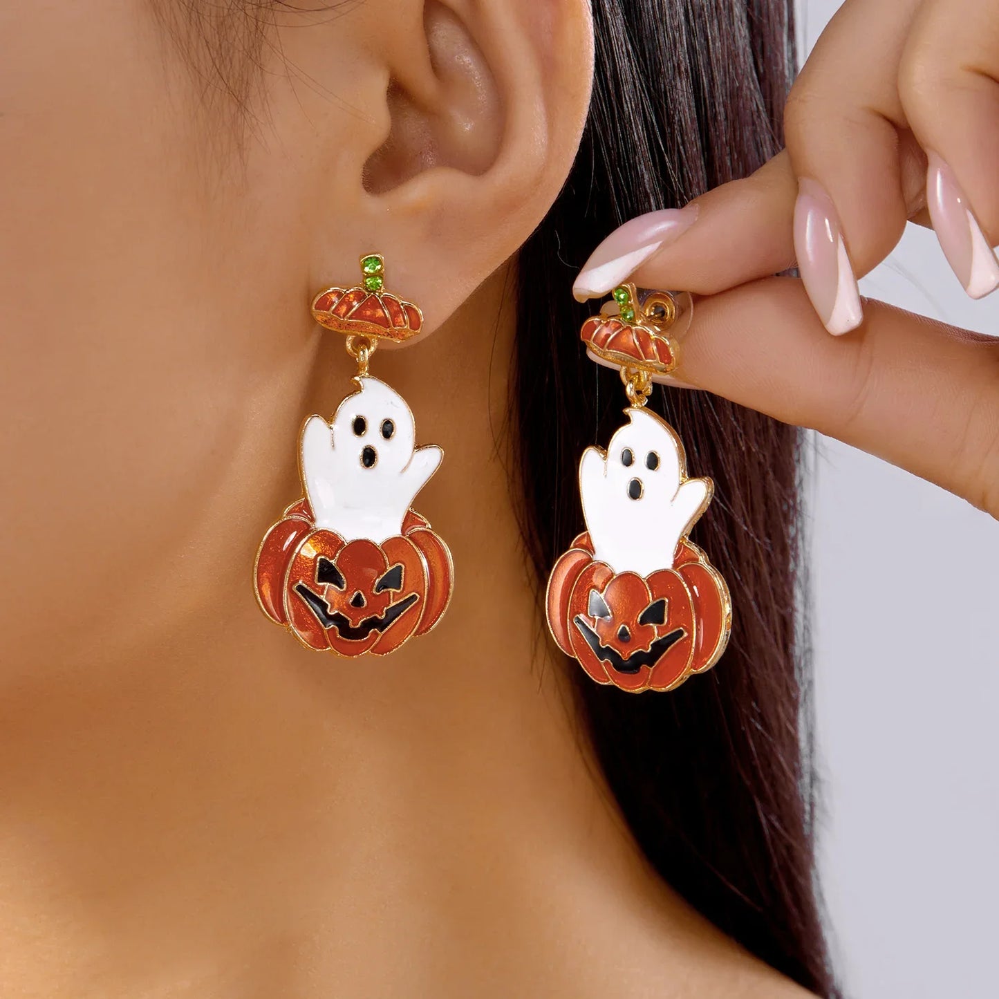 Cute Halloween Dangle Earrings for Women - Cartoon Pumpkin - Ghost Spider Drop Oil Earring