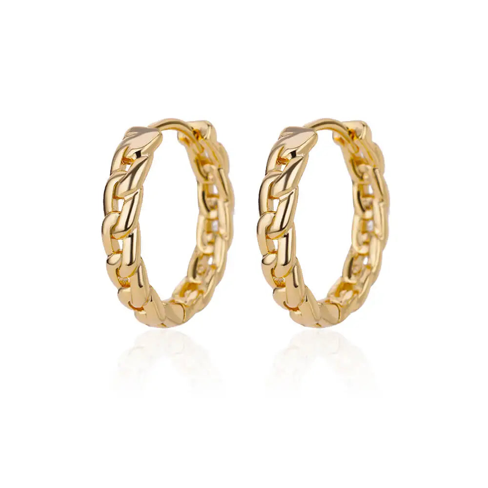Zircon Round Hoop Earrings For Women - Gold Color Stainless Steel Earring