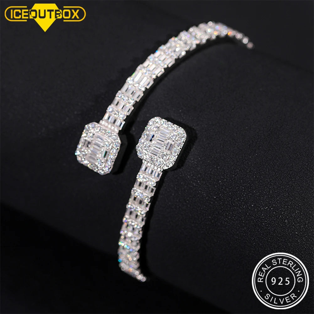 New Arrival - Cubic Zirconia Baguette Bracelets - Mens Bangles Iced Out