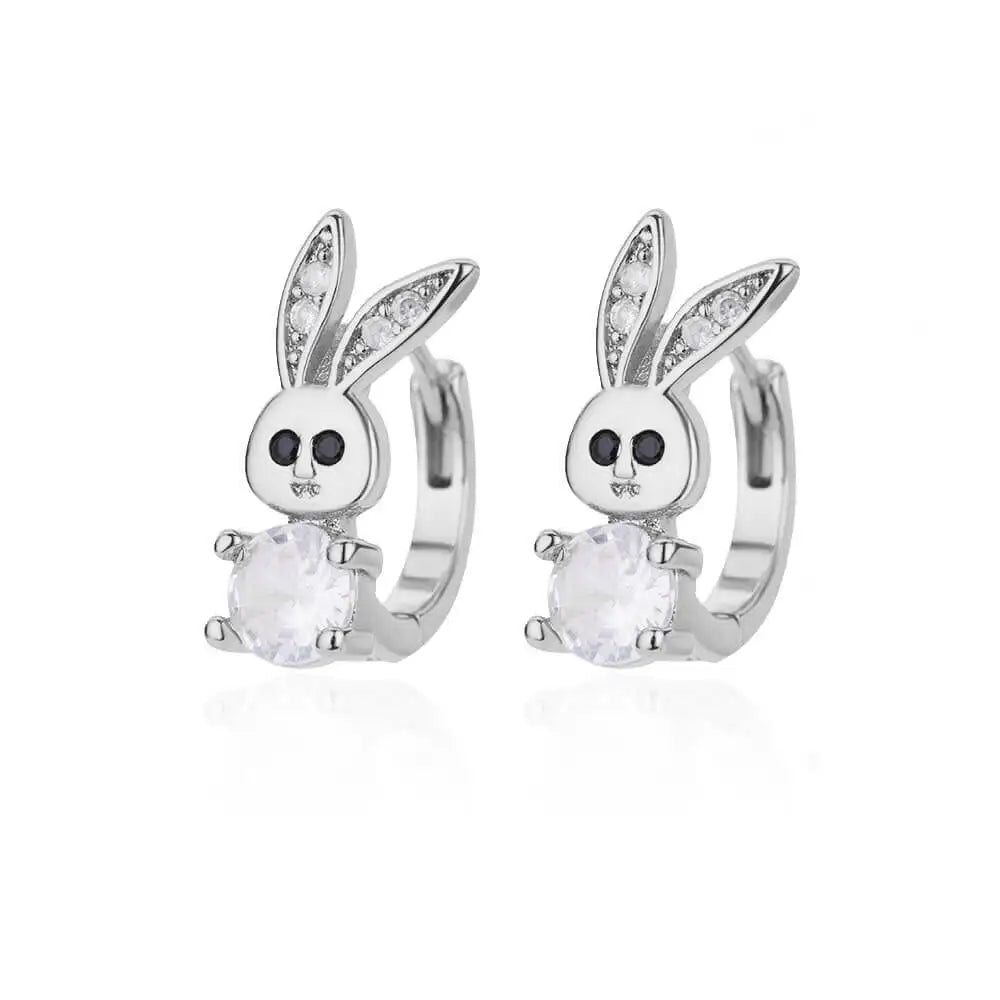 Fashion Rabbit Crystal Hoop Earrings For Women Zircon Leopard Head Owl Elephant Butterfly Earring Animal Jewelry Wedding Gift