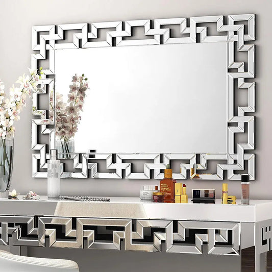 Rectangular Large Wall Mirror w Grecian Venetian Frame