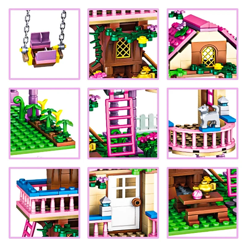 Friends City Tree House Summer Holiday - Villa Castle Building Blocks Sets - Figures Garden DIY - Toys for Kids Girl Birthday Gift