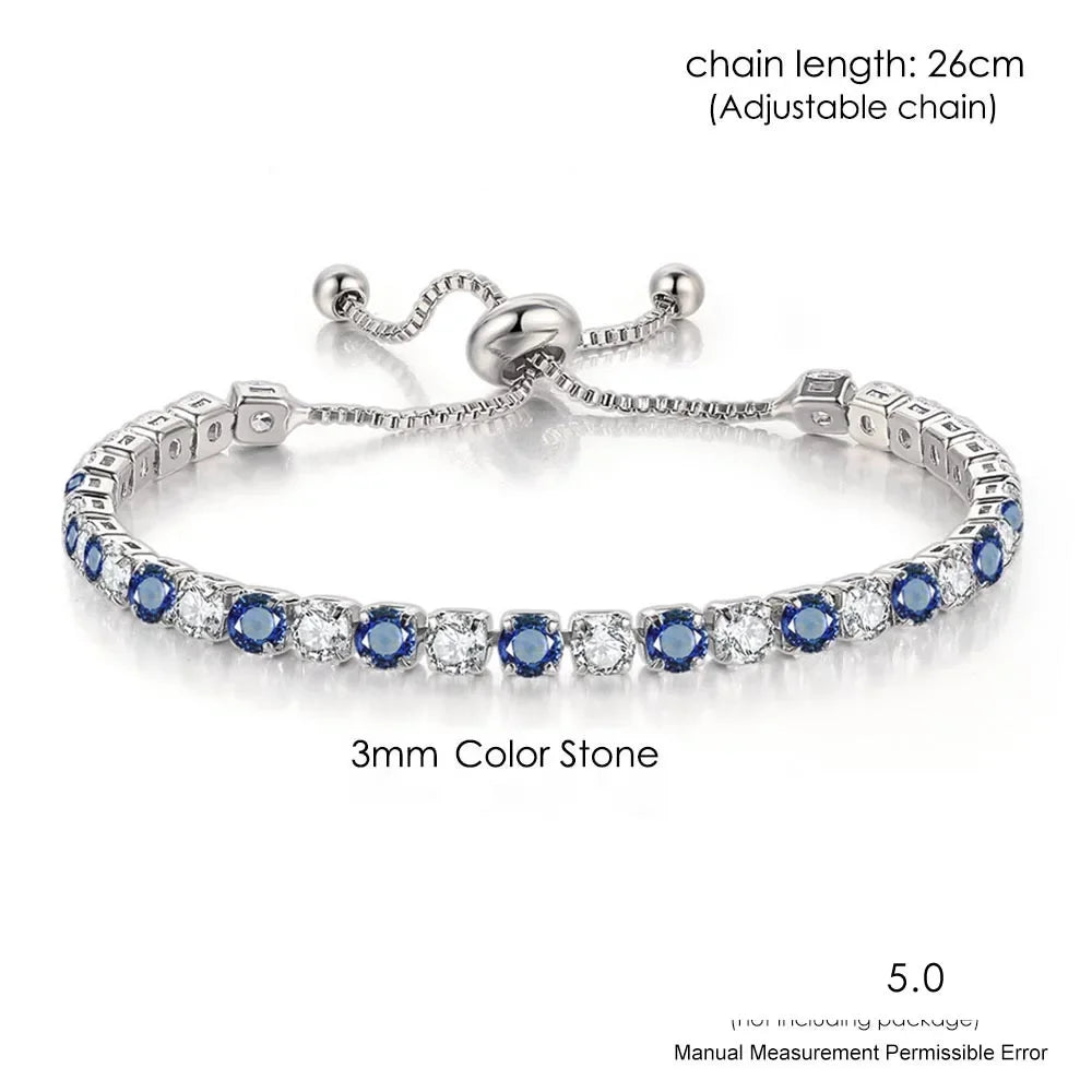 Adjustable Multicolor Tennis Bracelets for Women - Ladies  Rainbow Colorful Zircon Charm Bracelet
