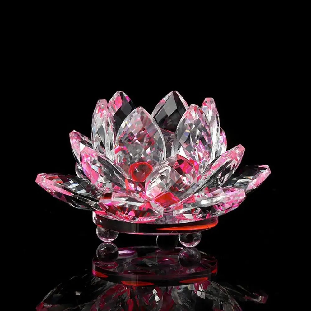 60-140mm Crystal Lotus Flower Figurine Home  Decoration - Glass Craft Paperweight - Table Ornaments