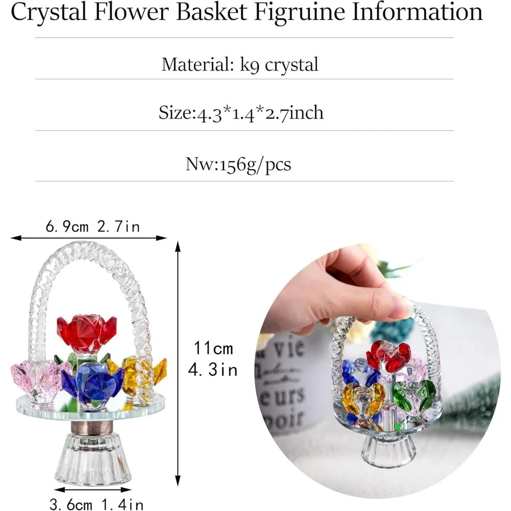 Crystal Sunflower Figurine Collectible Glass Flower Ornament Statue