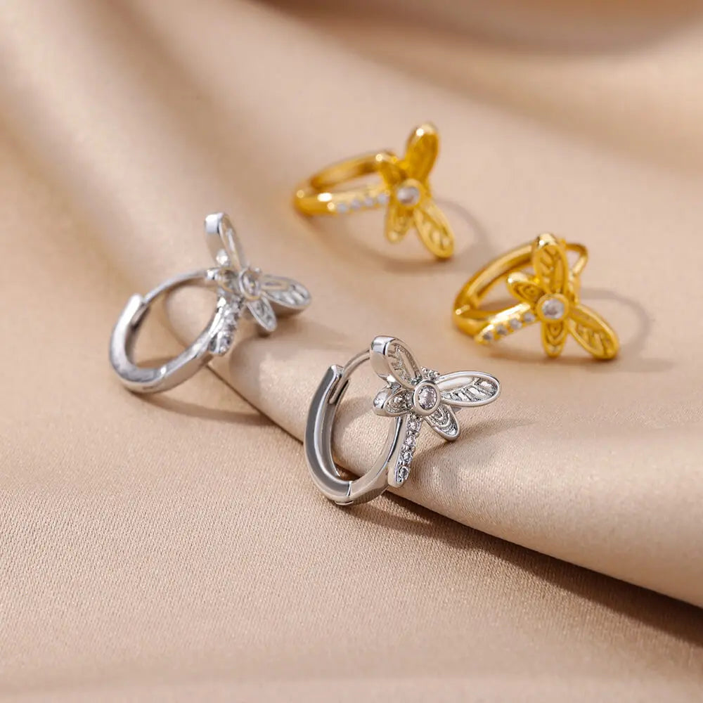 Fashion Rabbit Crystal Hoop Earrings For Women Zircon Leopard Head Owl Elephant Butterfly Earring Animal Jewelry Wedding Gift