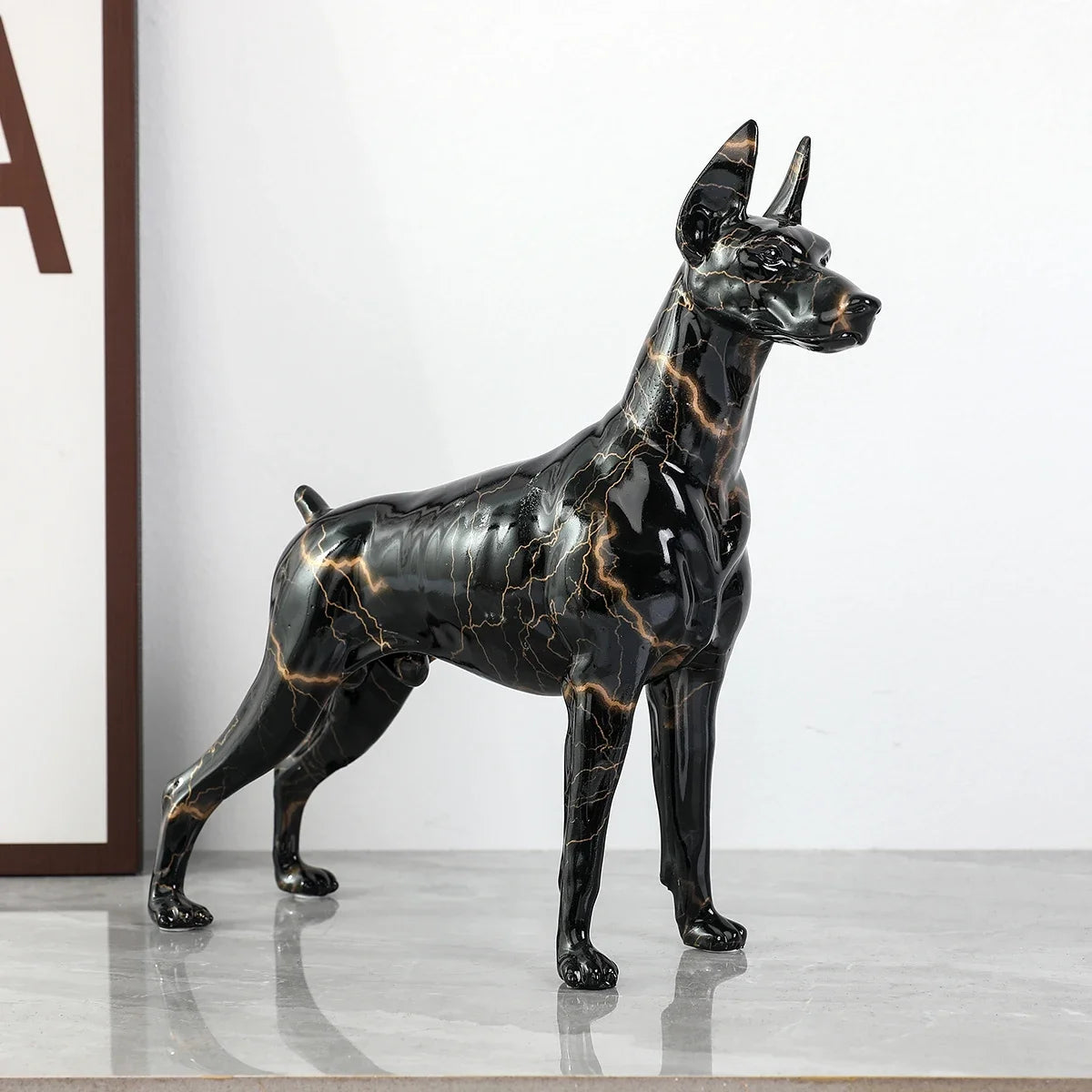 Creative Pet Handle Graffiti Color Doberman Dog Statue