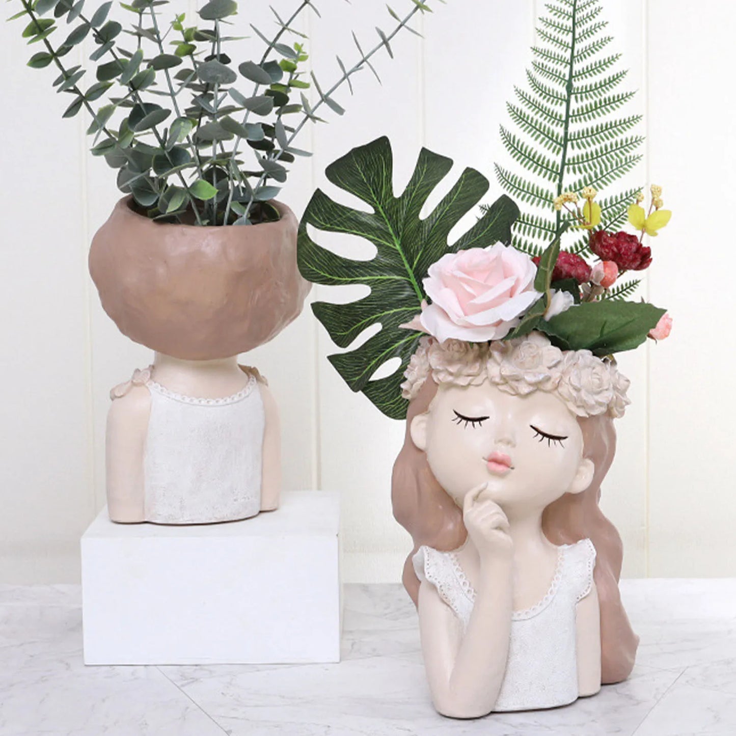 Creative Cute Girl Resin Flower Pot