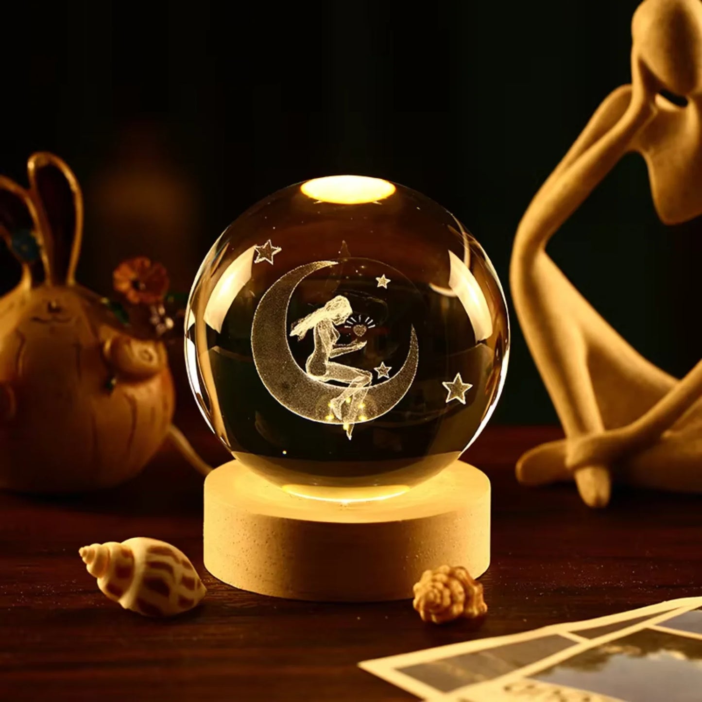 Christmas Decorations - Luxury personalized glass crystal ball with wooden base