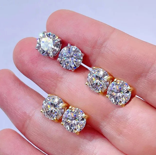 CUC 3-14MM AAAA Zircon Stud Earrings Screw/Push Back For Women -Men Fashion Trend Jewelry