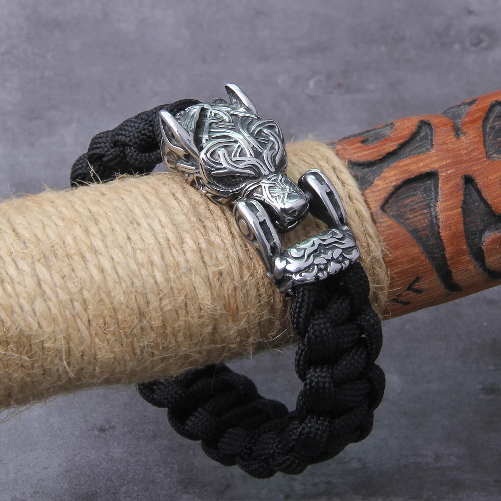Never Fade Rock Viking Wolf Bracelet Men's