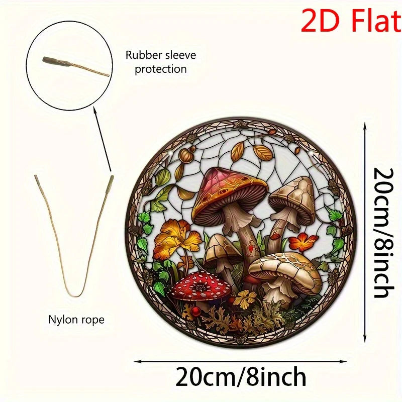 1PC Mushroom Suncatcher - 2D Acrylic Stained Glass Wall/Window Decor for Home & Garden (All-Season Gift)