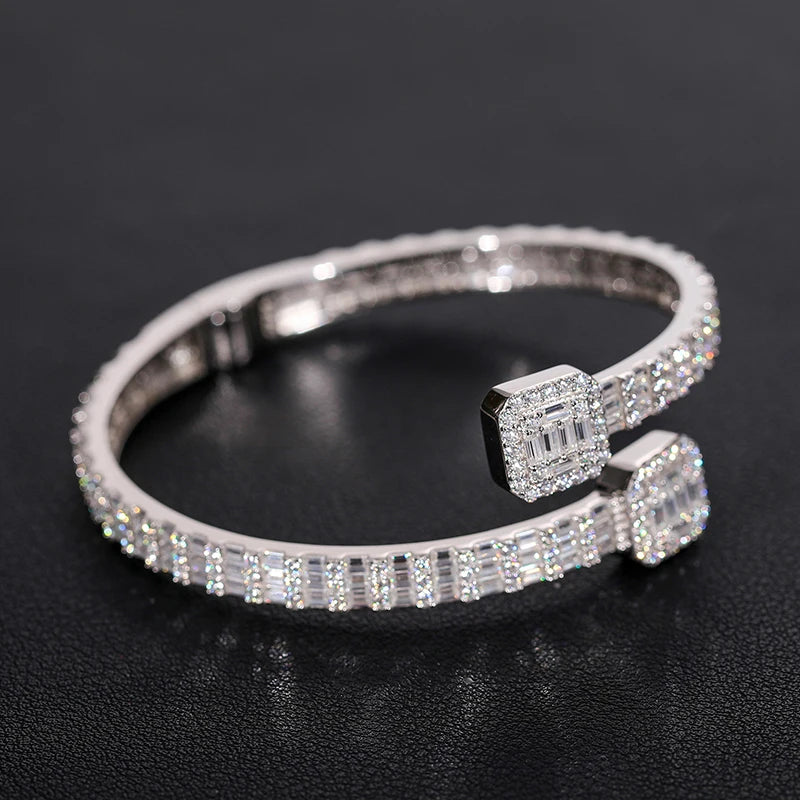 New Arrival - Cubic Zirconia Baguette Bracelets - Mens Bangles Iced Out