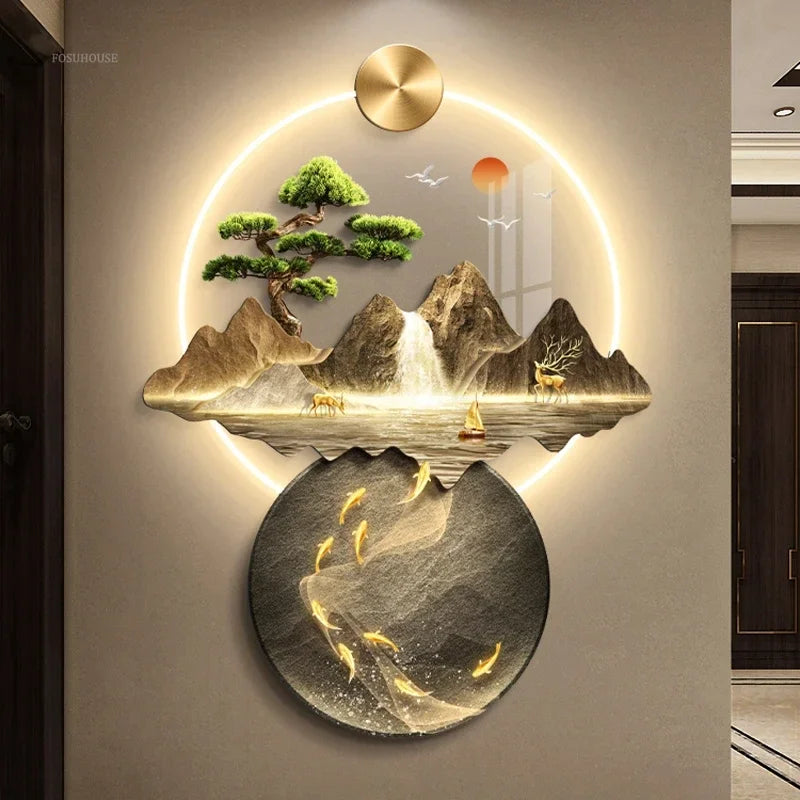 3d wall painting with lights -  Modern Hanging Home Decoration