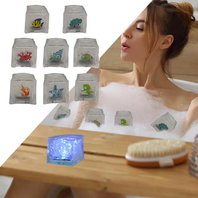 8PCS Bath Tub LED Light Up Cubes - Multicolor Bath Glow Cubes - Water Activated