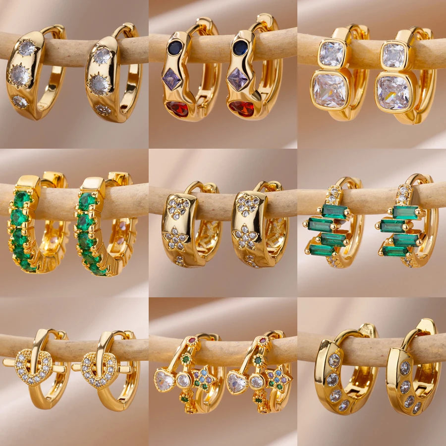 Zircon Star Earring For Women Girl Stainless Steel Hoop Piercing Earring y2k 2024 New Jewelry Accessories Gift aretes