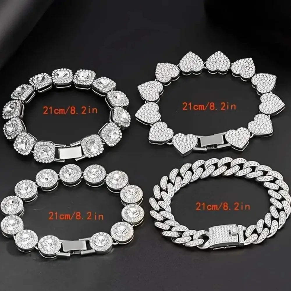 4 Pieces Heart Shape  Bracelet Set for Women -8.2 INCH
