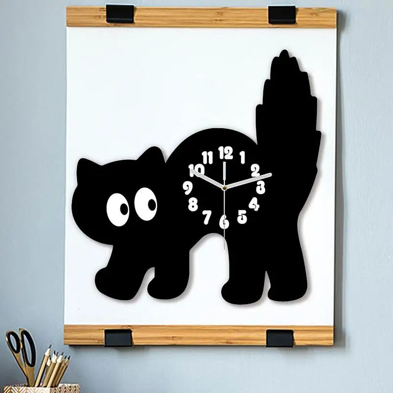 Wall Cat Clocks  - Cat Clock For Kitchen, Studio, Living Room, Nursery