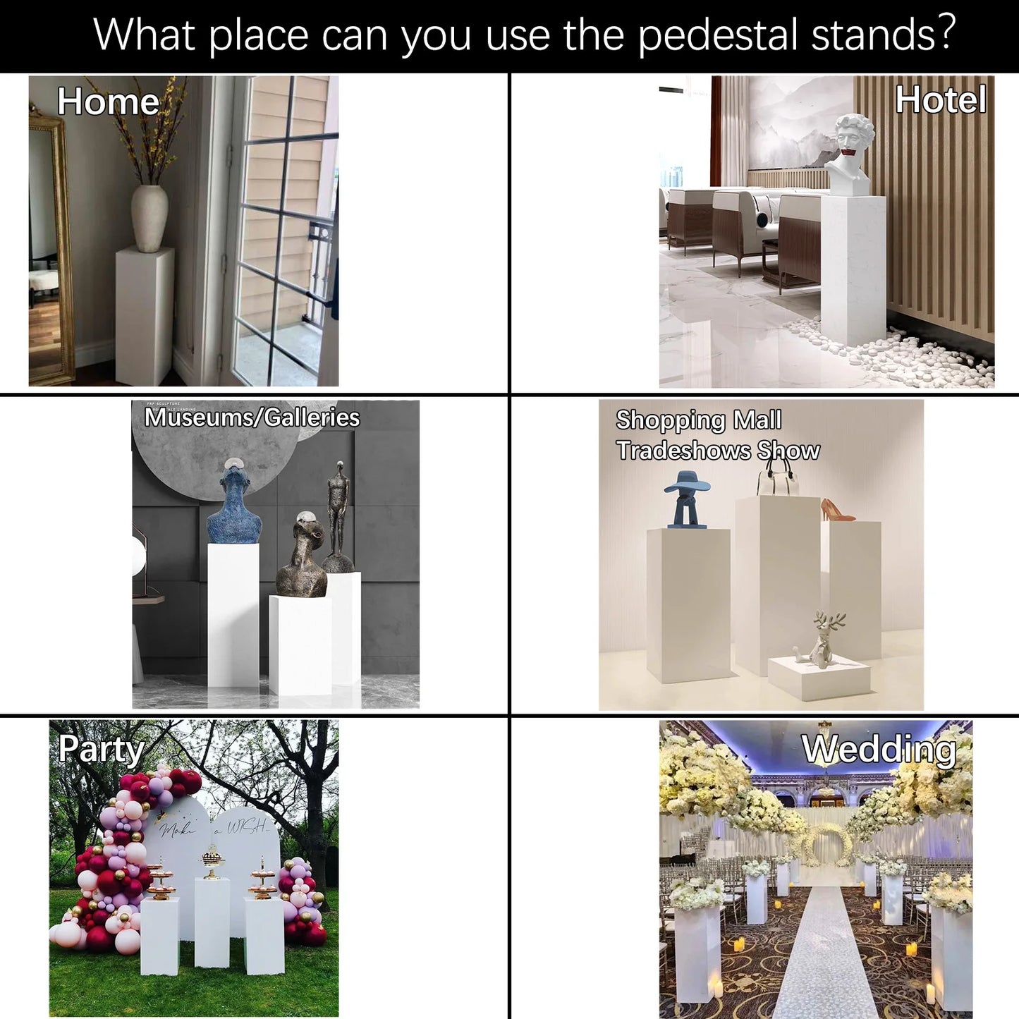 3PCs Metal Display Pedestal Stand  - White Pedestal for Sculpture Display