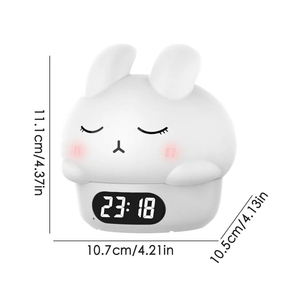 Bunny Alarm Clock Sleep Training Night Lights Rabbit Silicone Pat Light Rabbit Digital Alarm Clock Fun Rabbit Wake up Lamp