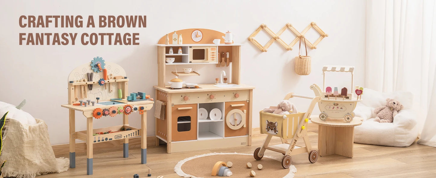 Wooden Kitchen for Kids - Play Kitchen with Plenty of Play Features