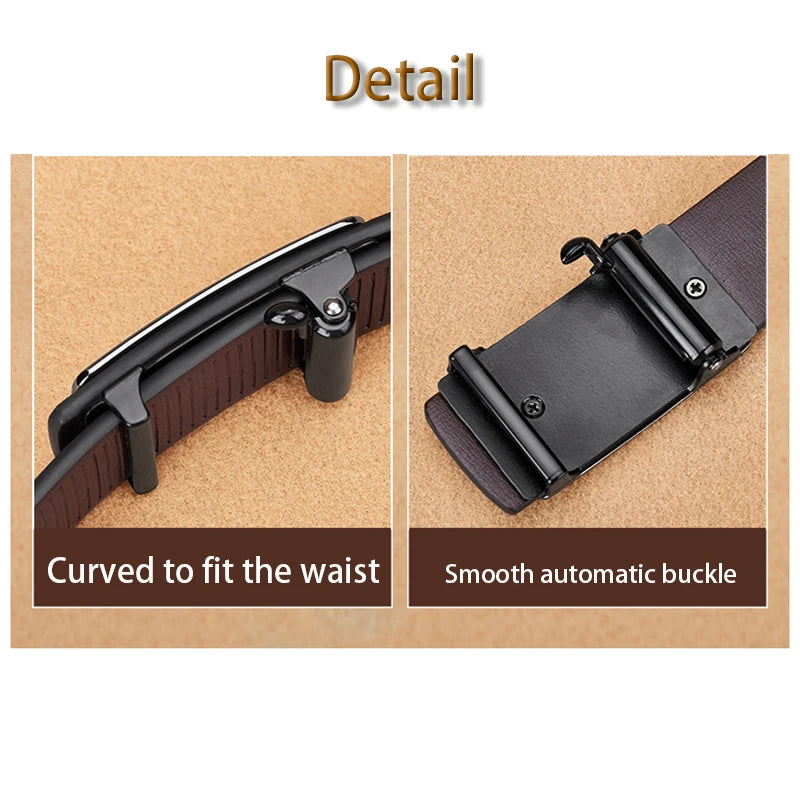 Men's Leather Belt Fashion Automatic Buckle Cowskin Male Belts Luxury Designer Black belt 110-160cm Plus Size Jeans Belt