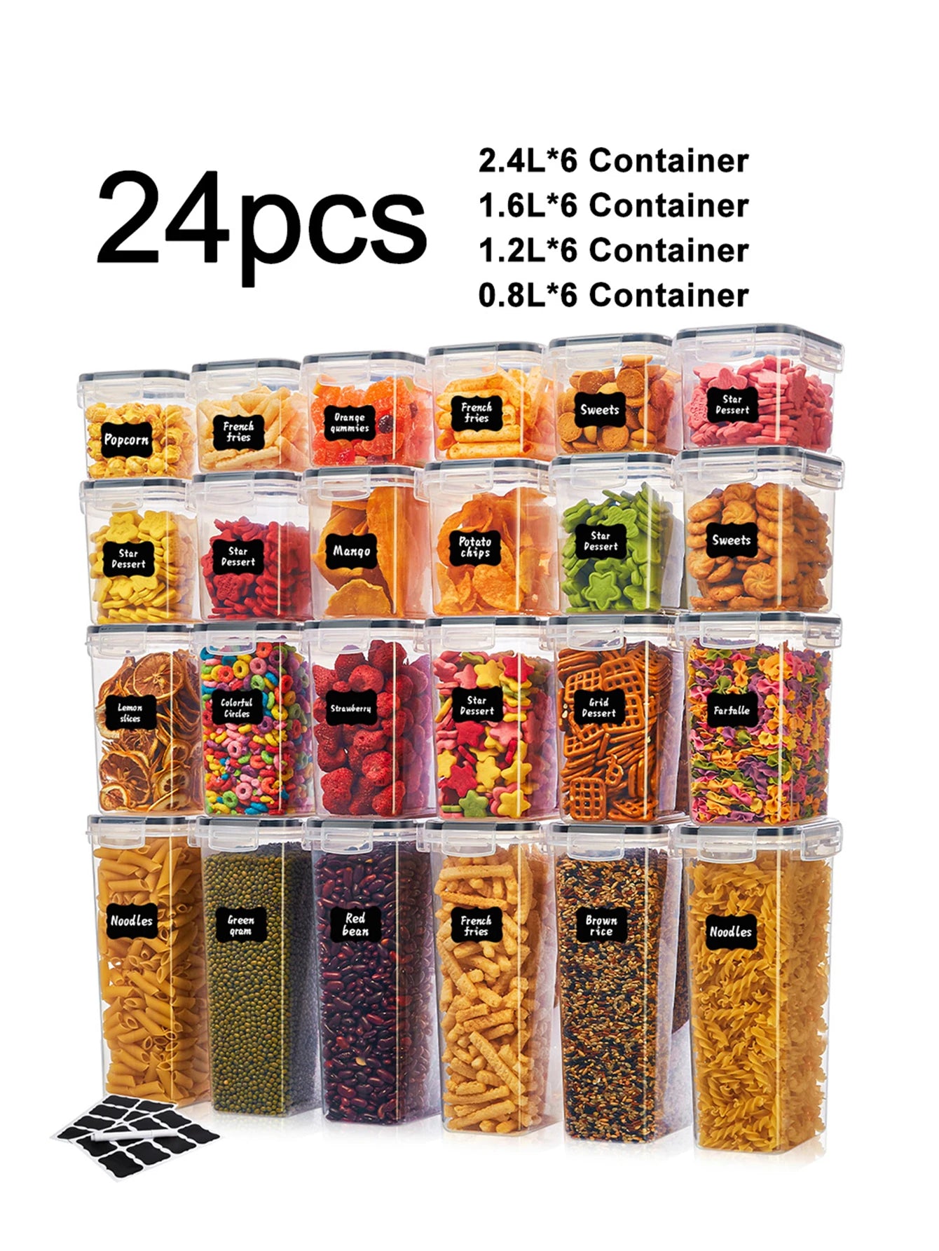 24pcs Airtight food storage containers with LIDS
