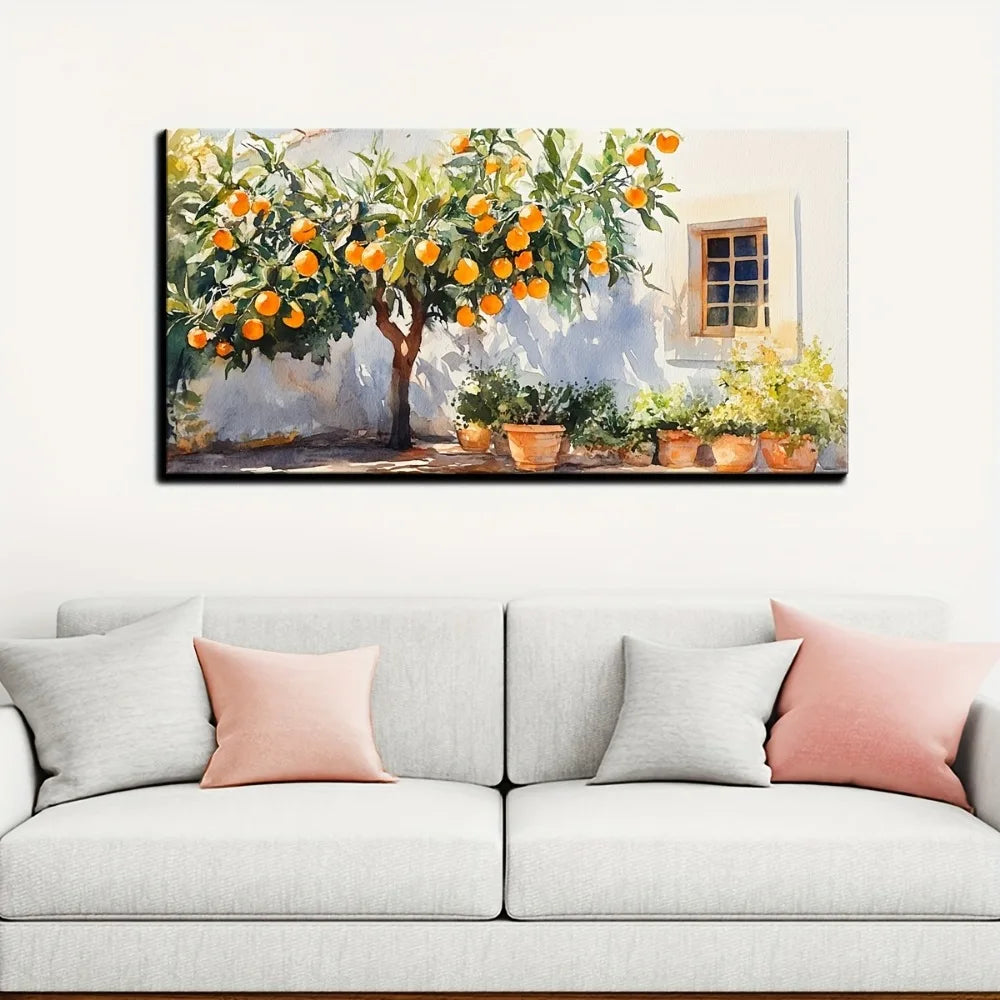 Orange tree and  painting ,rustic cottage